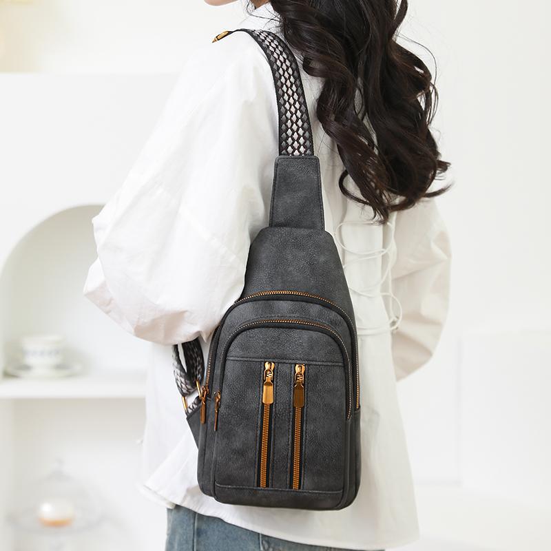 Velkokapacitní retro náprsní taška, dámská crossbody taška přes rameno, PU náprsní taška