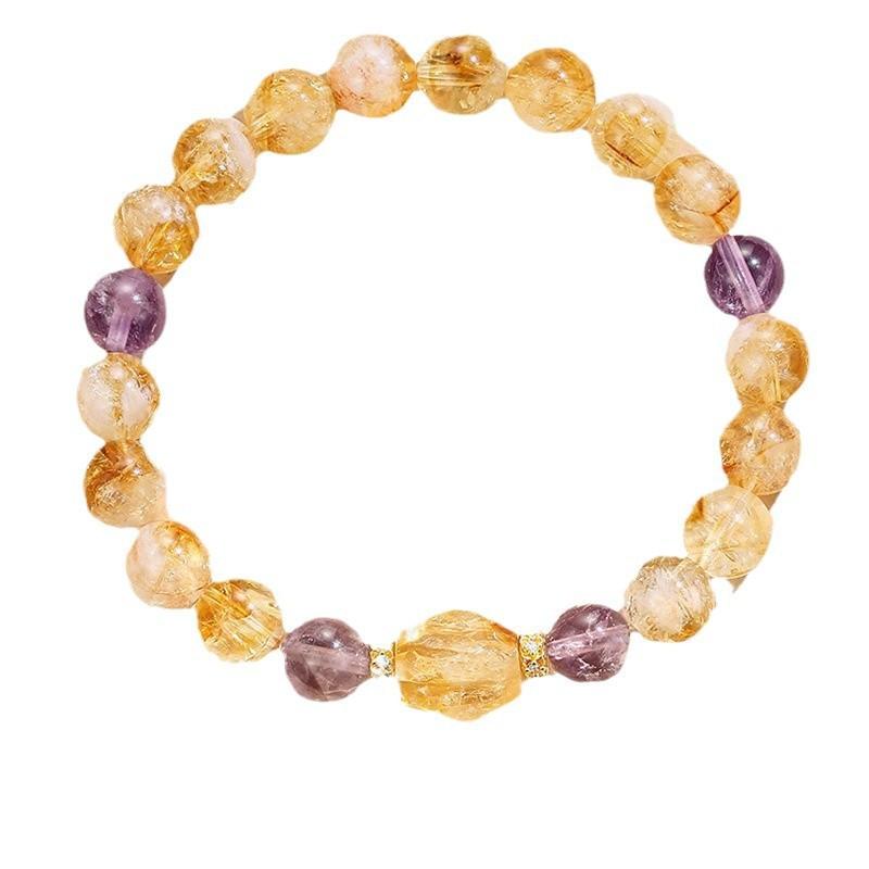 Natural Yellow Citrine Bracelet, Yellow Crystal Bracelet for Women, Light Luxury Niche Exquisite Beaded Jewelry