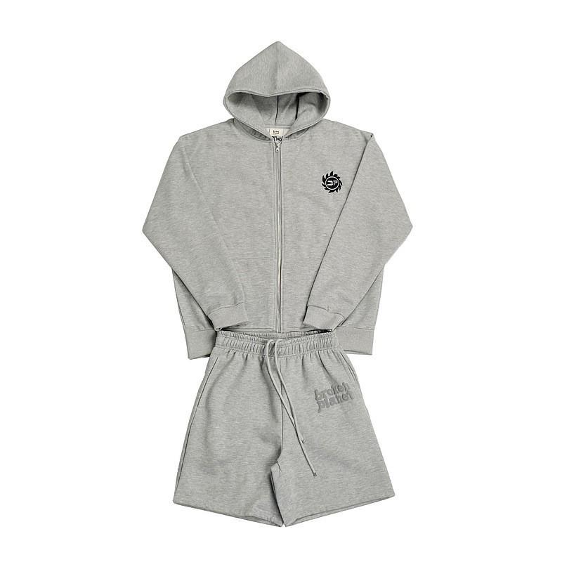 BROKEN Embroidered Letter Fleece Hoodie Sweatpants Set Streetwear Couples