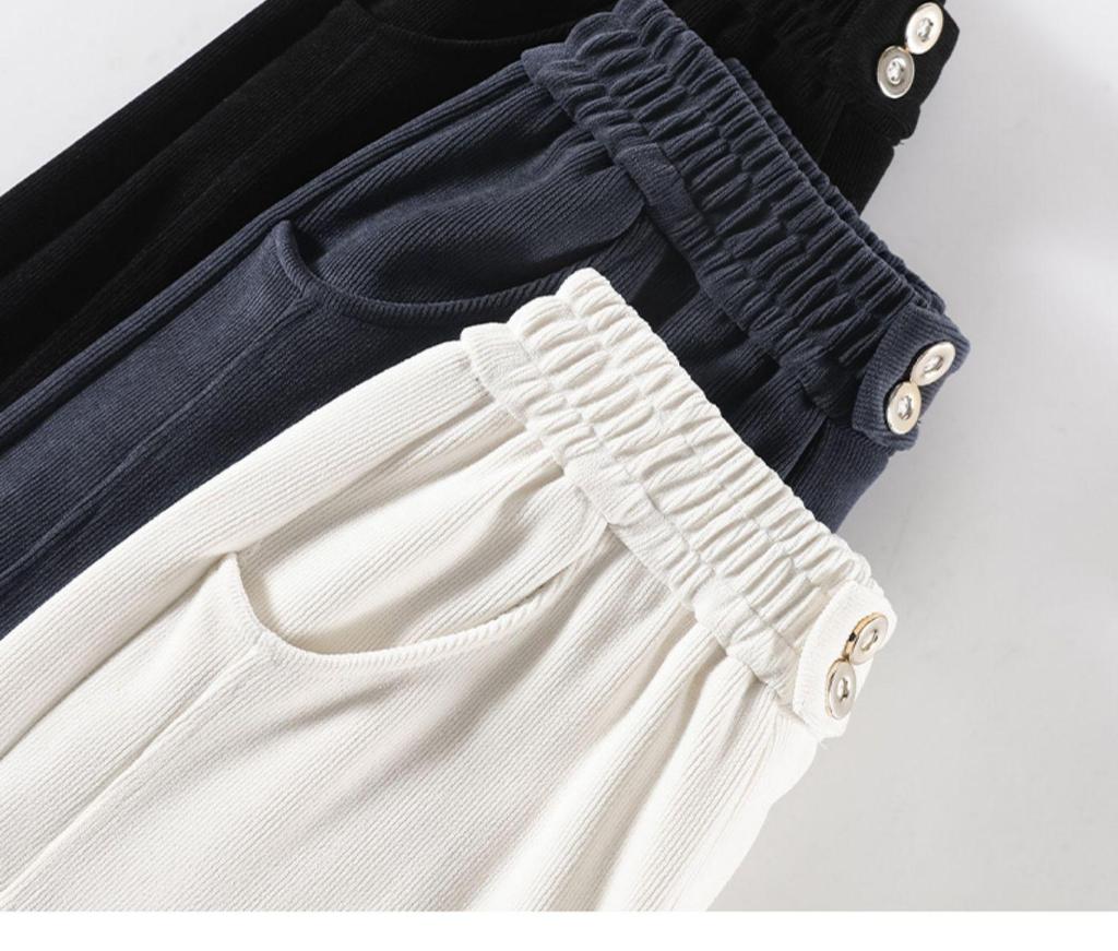 2024 Plus Size Fleece-Lined High Waist Wide Leg Pants for Women - Slimming Casual Autumn Winter Wear