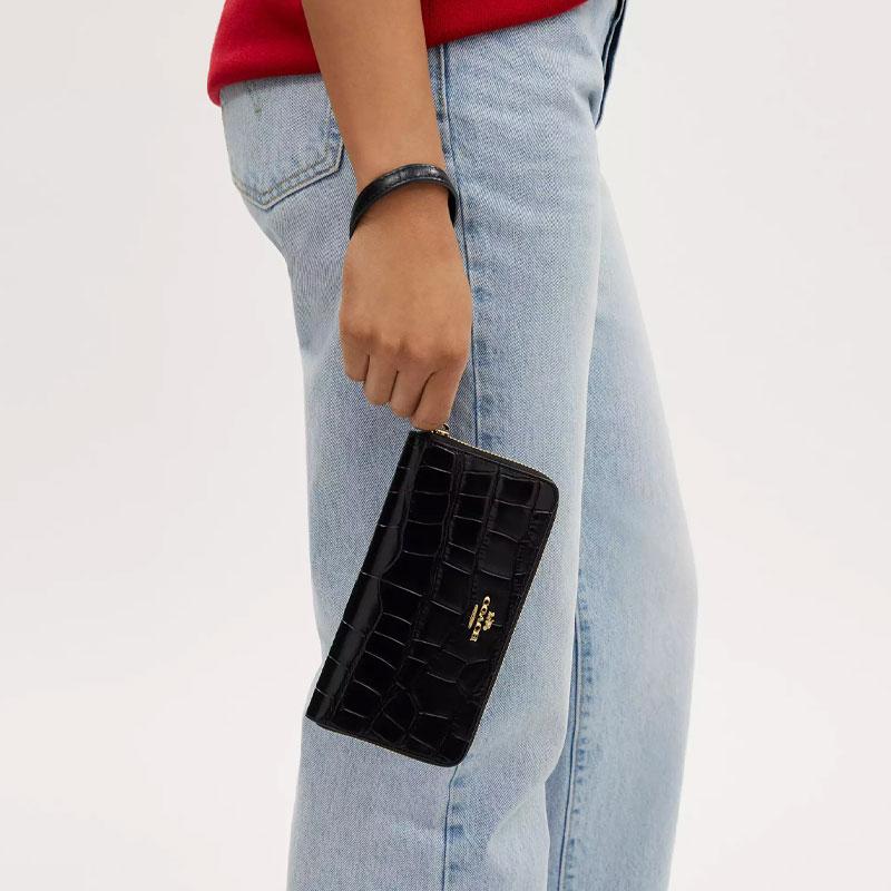Новый женский кошелек COACH из кожи с тиснением под крокодила, черный CT083-IMBLK