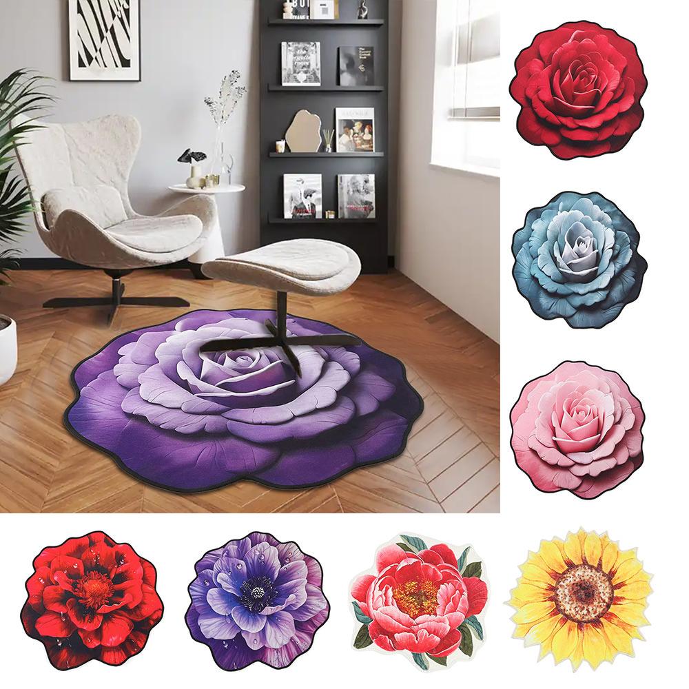 

Sunflower Flower Carpet Pastoral Door Gasket Baby Crawl Floor Mat Bedside 60cm-G
