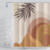 Boho Floral Bathroom Shower Curtain - Tropical Green Leaves, Pink Flowers - Waterproof Polyester Fabric - Mid Century Modern