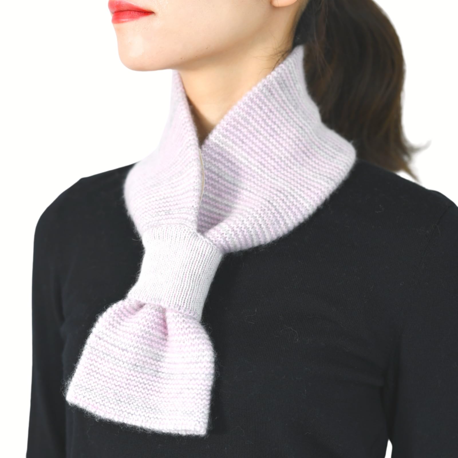 

Cashmere Mini Insert Scarf for Men and Air Fluffy I.P.P. 100% Scarf, Women, Knitted, 3-Color Mix, Gift, I.P.P. (Pink) розовый