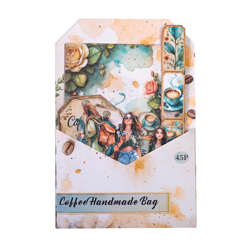 Krásný den Kávový retro deníkový balíček: Dekorace scény a série koláží