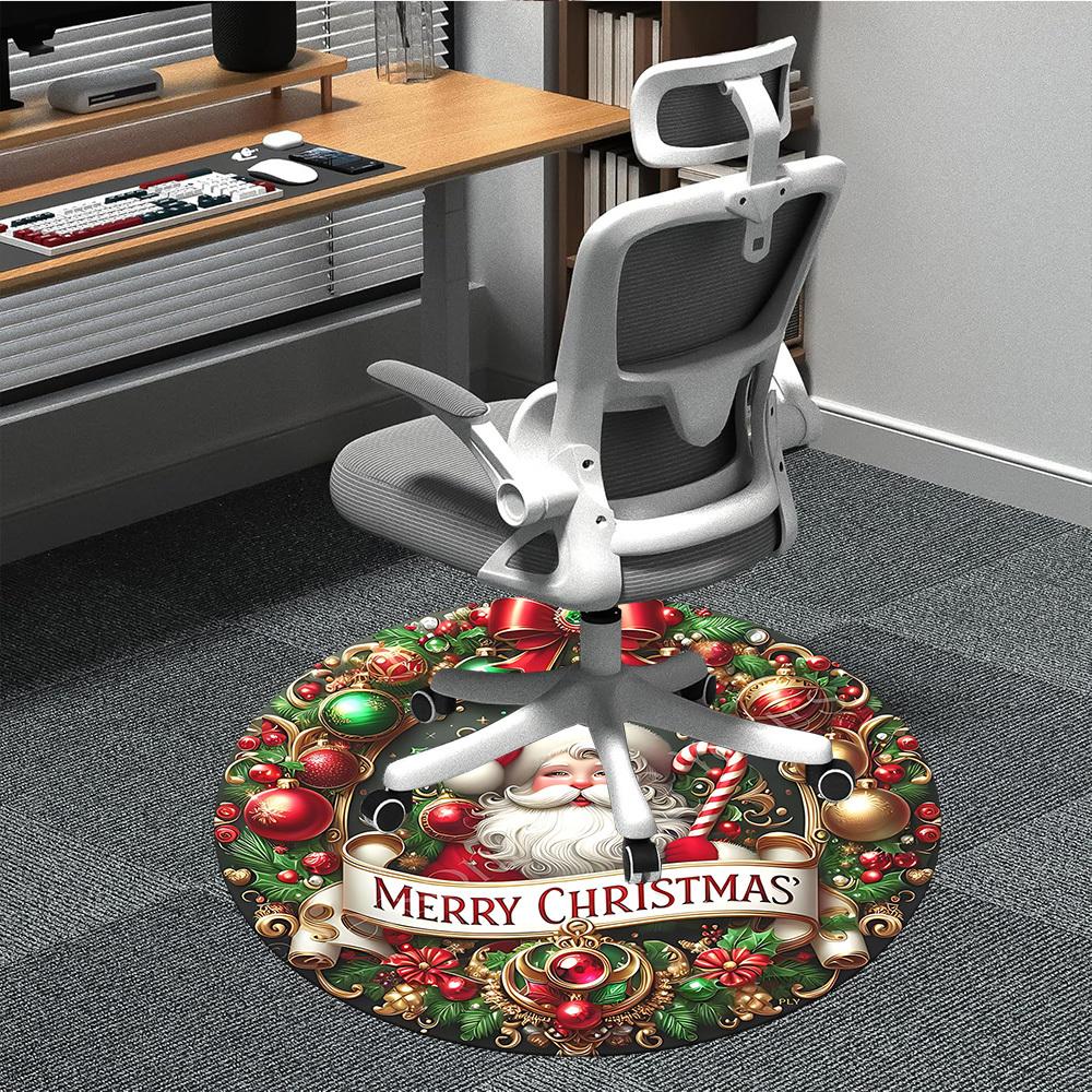 

1pc Christmas Wreath Chair Carpet for Office, Round Non Slip Durable Large Size Office Carpet, Suitable for Office 80cm