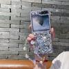 For Samsung Galaxy Z Flip 7 FE 6 5 4 3 5G Fashion Cute Rhinestone Butterfly Diamond Case Cover with Bling Crystal Hand Strap