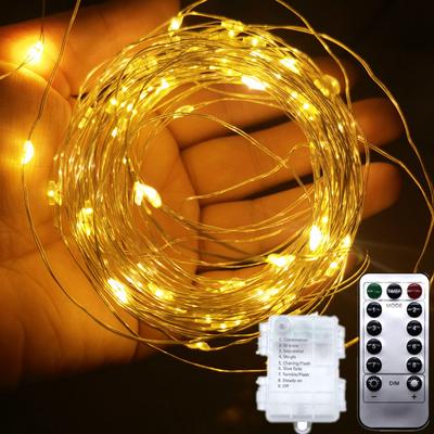 Wasserdicht 8 Modi LED Kupferdraht Lichterkette Lichterfee Girlande Weihnachtsbeleuchtung Außen Fernbedienung Batteriebetrieb Hochzeitsdeko