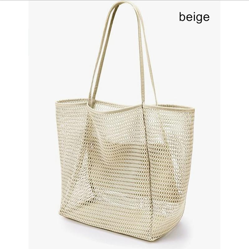 

Foldable Beach Bag Mesh Tote Bag Women Shoulder Bag Summer Outdoor Travel Casual Handbag