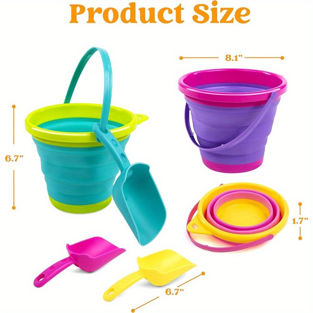 Packs Foldable Beach Bucket Set Shovels Mesh Backpack Kids Camping Gear Travelling Fishing Water Pail JOYFY 3 with and for Kid Friendly Entertaining