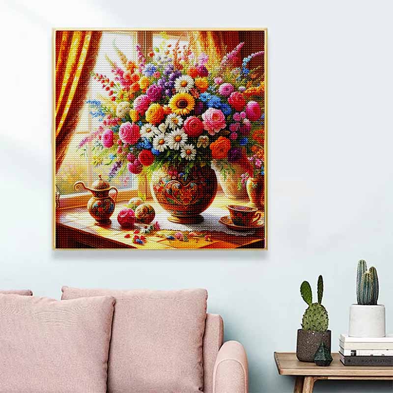 New Arrival 5D DIY Full Circle Diamond Painting "Vase Flowers" Embroidery Cross Stitch Home Decor Gift