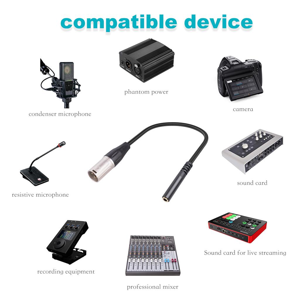 3.5mm To XLR Cable, 1/8 Inch Stereo To 3 Pin XLR Male Cord Adapter Connector, Balanced Male XLR To 3.5mm Female