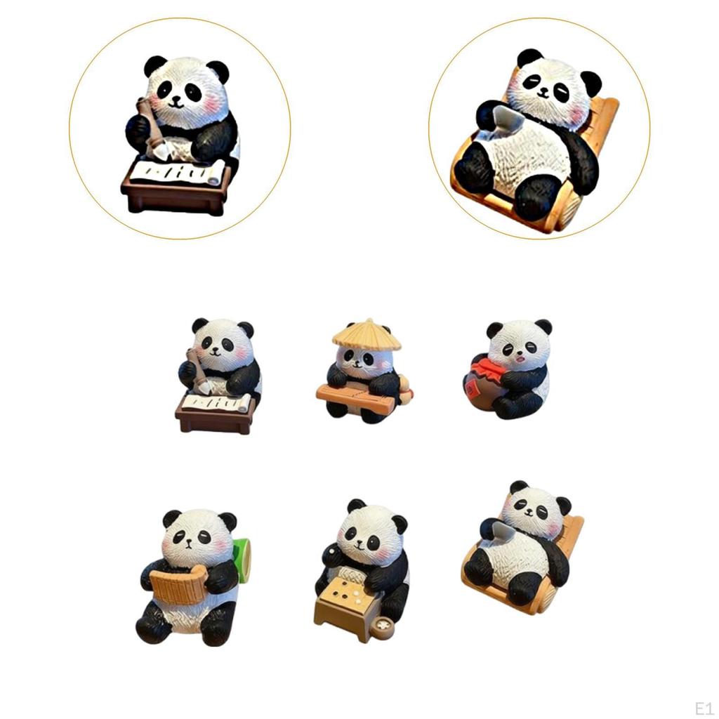 6 Stück Panda-Figuren Tischdekoration Niedliche Harz-Moderne Kleine Statuen Tier-Skulpturen für Wohnzimmer