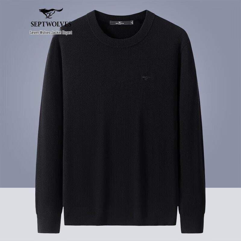 Septwolves Men's 100% Merino Wool Round Neck Sweater