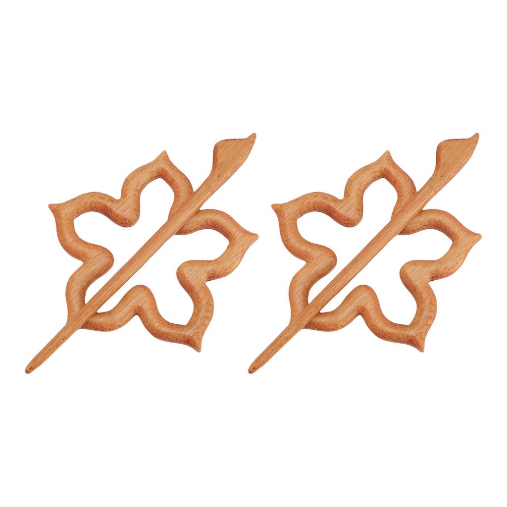 2Pcs Wooden Flower Brooch Handmade Elegant Women Brooch Scarf Buckle for Collar Dress Sweater Gift