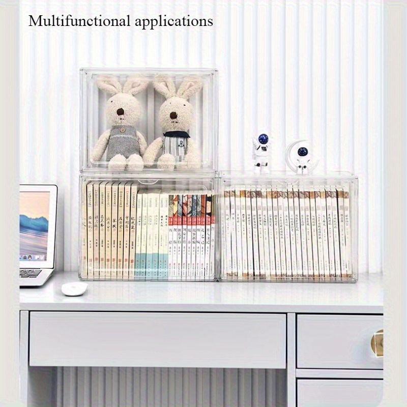 Transparent PET Storage Box with Lid, Stackable Organizer for Toys and More, Multi-Functional Home Decor, Toy Storage, Desktop Decoration