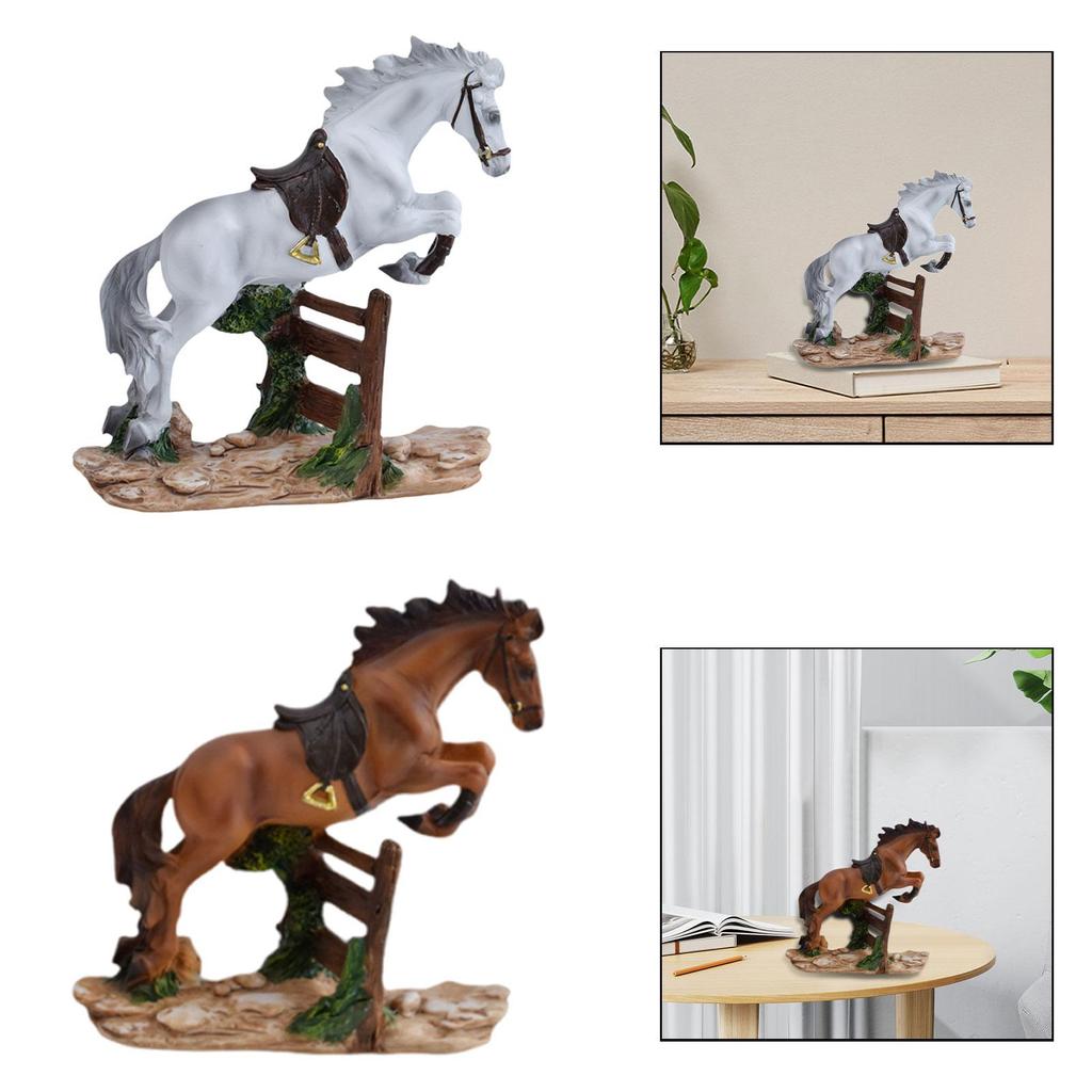 Horse Statue Modern Collectible Ornament Animal Sculpture Resin Figurine Desktop Decoration for Windowsill Living Room Shelf