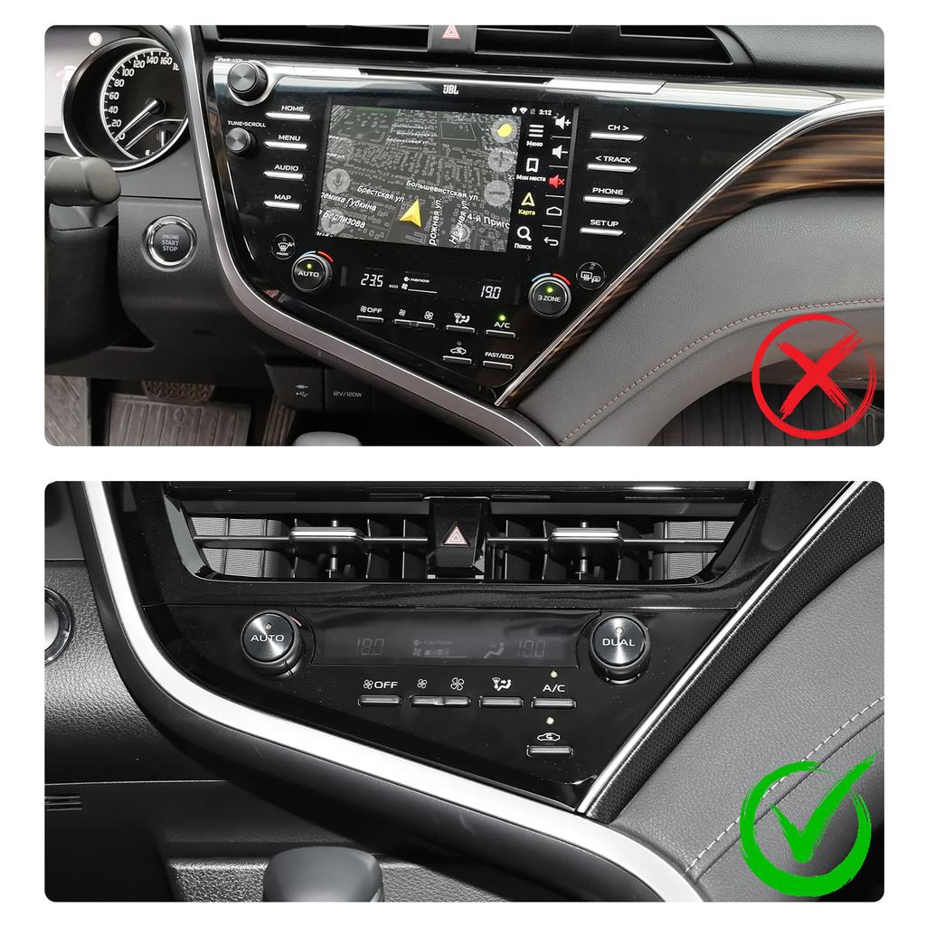 For Toyota Camry 2018 2019 2020 2021 2022 Real Soft Carbon Fiber LHD Car Central Control Button Frame Interior Trim Accessories
