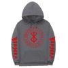 Berserk Anime Hooded Sweatshirt Men Loose Fit Fleece Lined Streetwear Casual Pullover Top