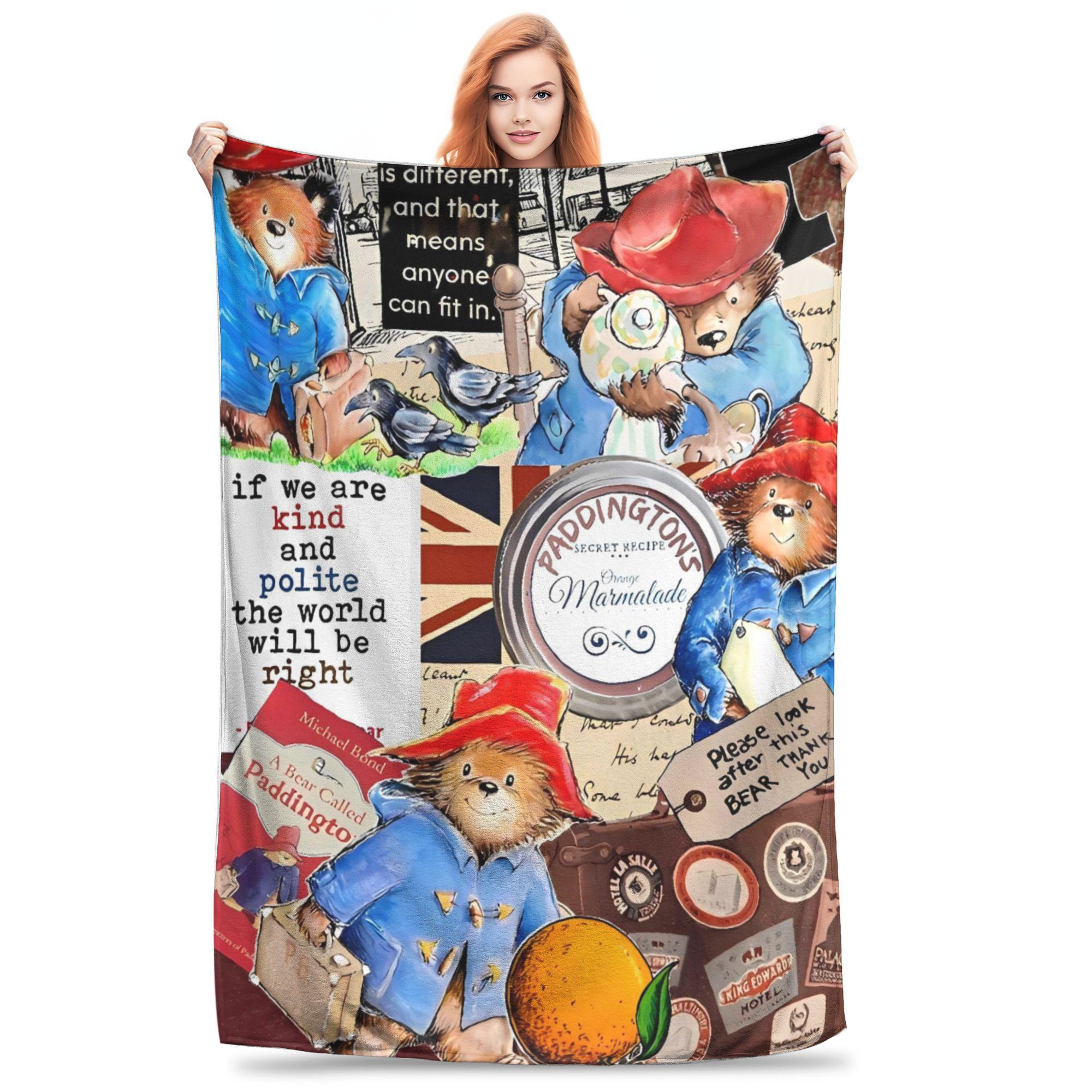 Paddington Bear Blanket  Soft Print Plush Throw Blanket For Kids Adult Home Decor Flannel Bedspread Bed Cover 75x90cm