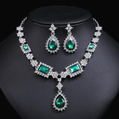 Braut Hochzeit Halskette Strass Ohrring Set für Frauen Party Festivals Accessoires