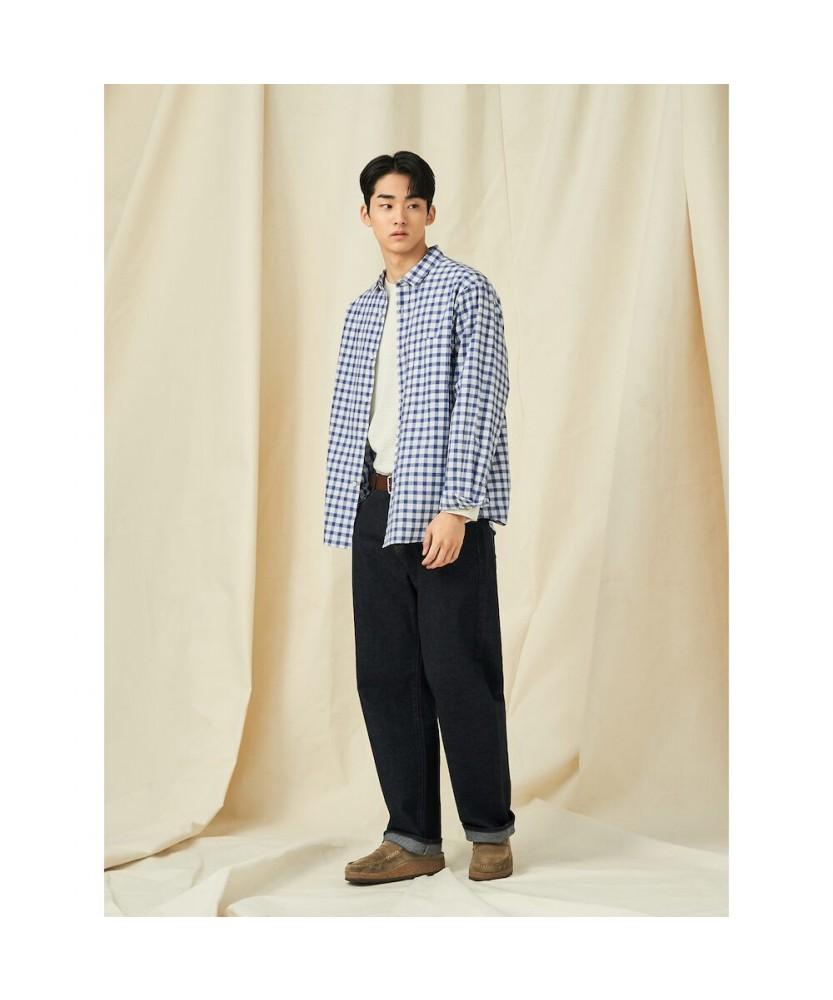 Binpolmen Melange Check Shirt Navy (Bc5164C31R)