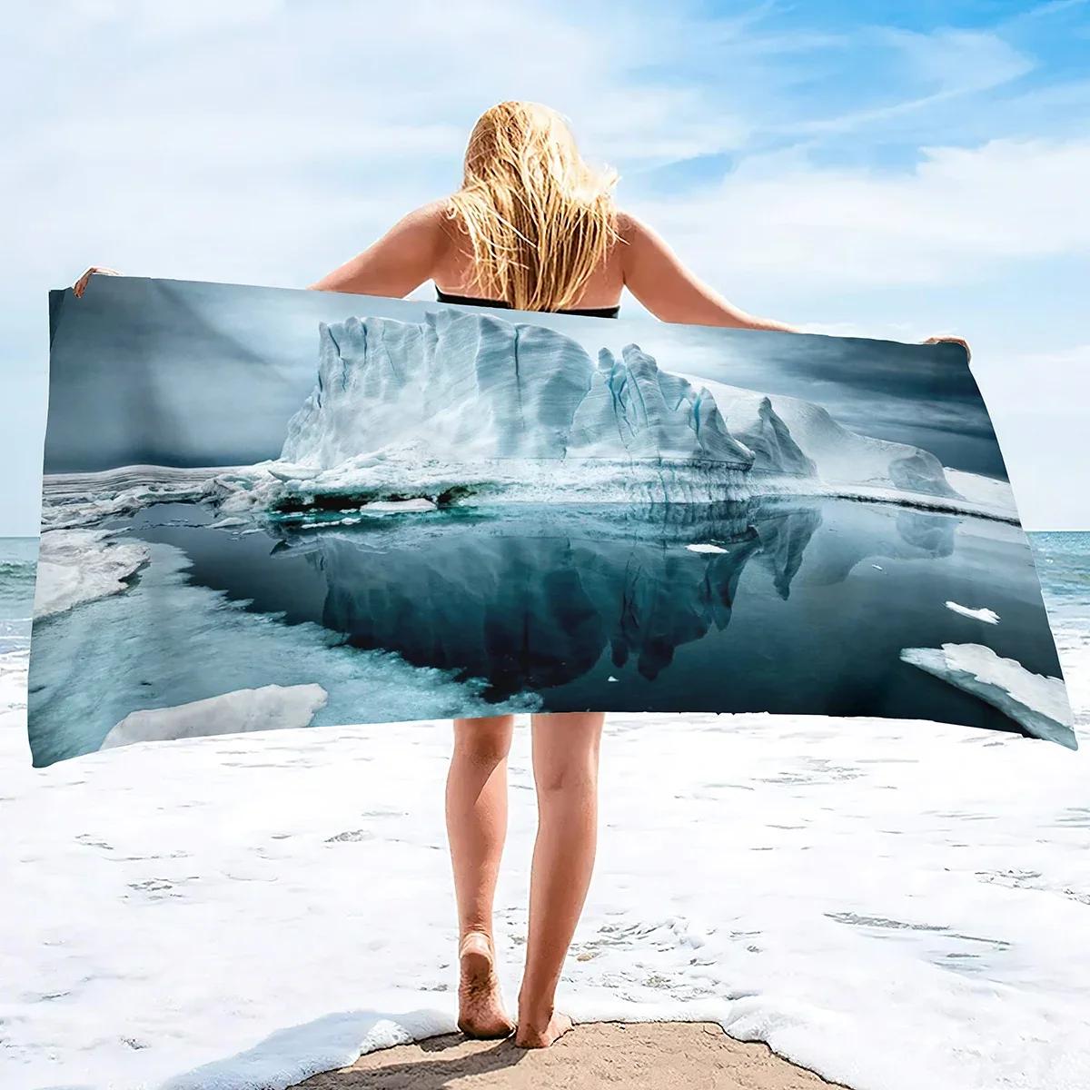 

Microfiber Iceberg Beach Towel,Beach Towels Oversized, Quick Dry Sand Free Bath Towel Large, Absorbent Sup Soft Bathroom Towel W30*H60(CM)