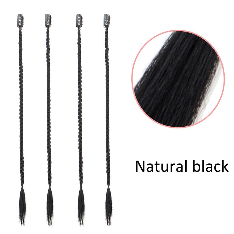 4 stuks 20  Lange Synthetische Clip-In Box Braid Haarstuk Verlenging, Boho Kapsel, Hittebestendige Vezel Dagelijks Kostuum Feest K-POP 20inches&4 pcs black