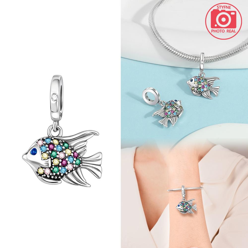 Deep Sea Colourful Fish Pendant Copper Colors For Charms Copper Colors Original Bracelet For Jewelry Making