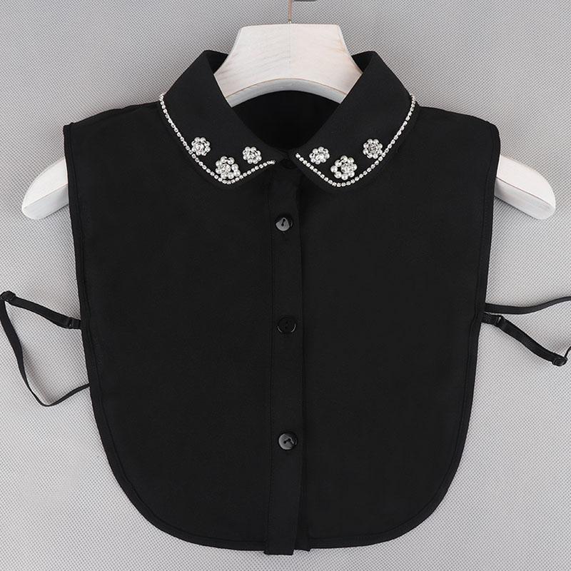 Pearl Detachable Collar Women Crystal Diamond Chiffon Shirt False Fake Collar Women Removable Peto Mujer Chemisier Faux Cols Tie
