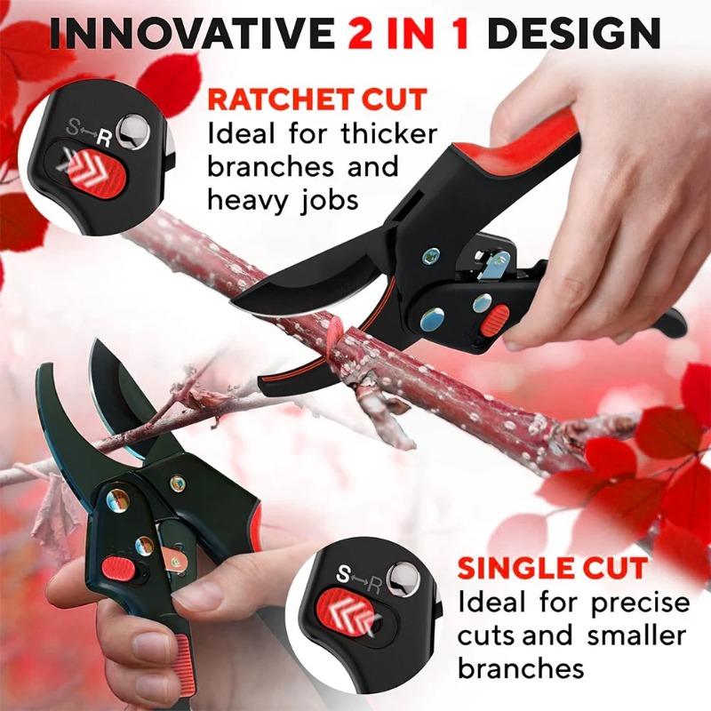 Premium Garden Clippers Gardening Tasks 3 Times Easier, Rachet Hand Ideal for Those with Arthritis or Weak Hands, Cut Capacity S