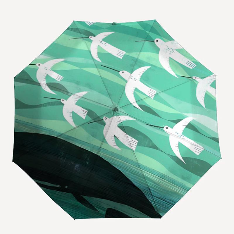 

1pc Ocean BirdsAutomatic Open/close Umbrella, 8-Rib sturdy structure, Portable Travel Umbrella, Parties, Everyday Usec85