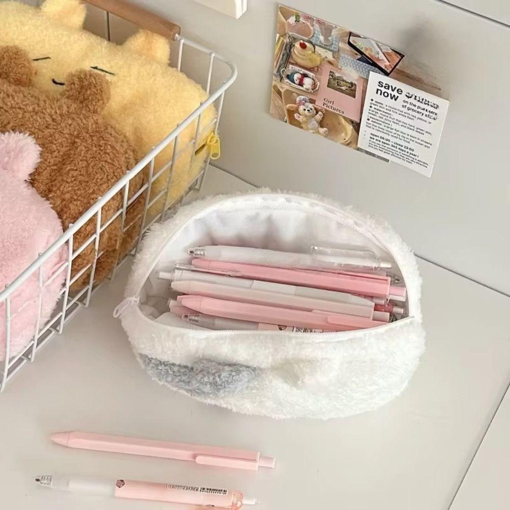 Large Capacity Cartoon Pencil Case Multifunctional Kawaii Cosmetic Pouch Plush Pen Bag  School