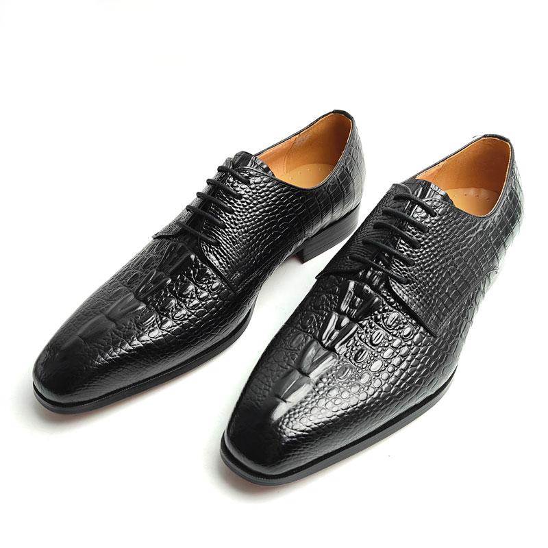 Fashion Fashionable Derby Shoes Crocodile Pattern Leather 2025 New Style Business Office Handcrafted Oxfords High Quality Dress Men Shoe
