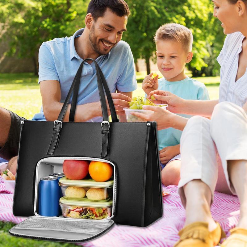 Tote Bag with Lunch Compartment Laptop Bag Tote Wwith Lunch Box Compartment Computer Holder Fruits Drinks Snacks Container