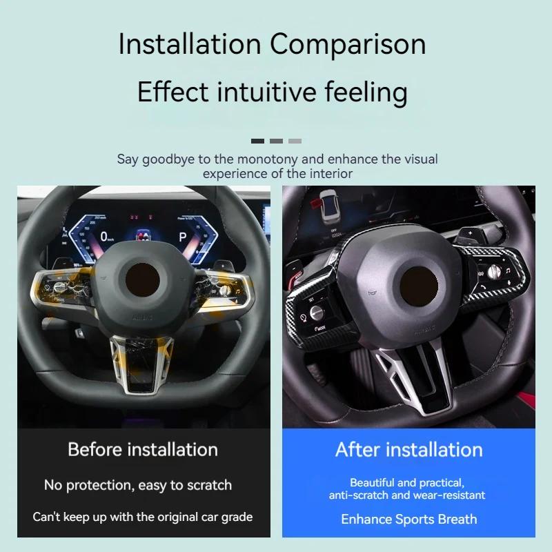 M Sport ABS Carbon fiber For BMW 5 Series G60 2025Car Steering Wheel Panel Cover Trim Sticker Decor Frame Car Accessories