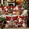 Christmas Santa and Snowman Pillow Covers Christmas Decorative Home Double-sided Print Square Pillow Living Room Pillowcase Gift