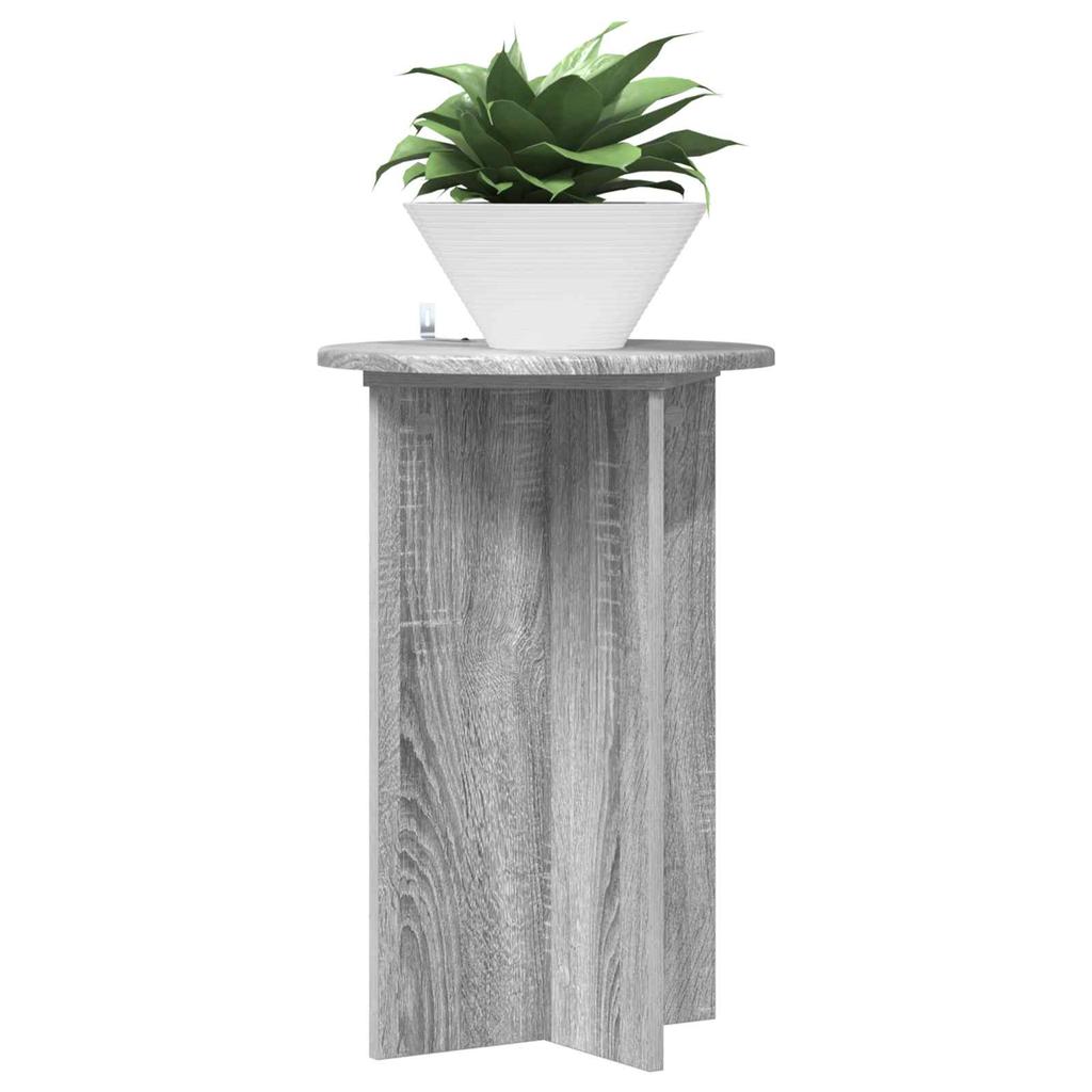 Plant Stand Set of 2 Grey Sonoma Finish Ø40 x 60 cm Engineered Wood