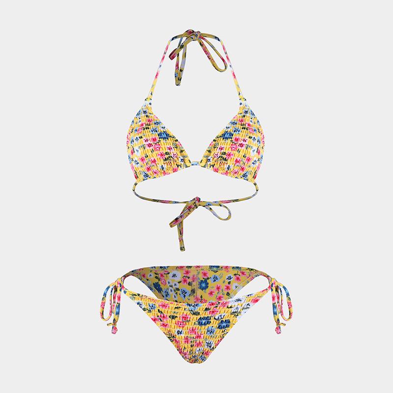 Europäisches und Amerikanisches Bedrucktes Dreiteiliges Bikini-Set mit Gaze-Rock - Sexy Urlaubs-Badeanzug