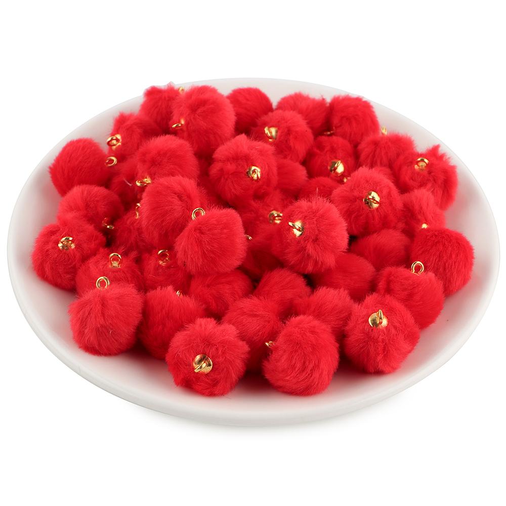 20pcs Plush Fur Cover Ball Beads Charms Cute Bead Pendant for DIY Jewelry Making Accessories Handmade Earring Bracelet