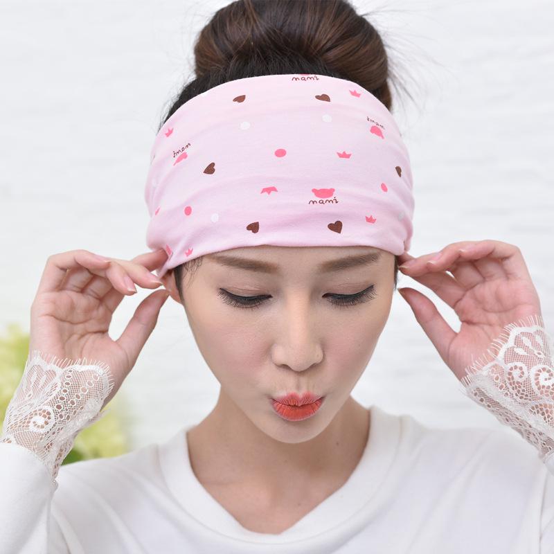 Adjustable Maternity Cotton Headscarf: Windproof & Elastic Postpartum Headband