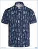 Short-sleeve polo shirt with golf stick figure prints, versatile casual top.