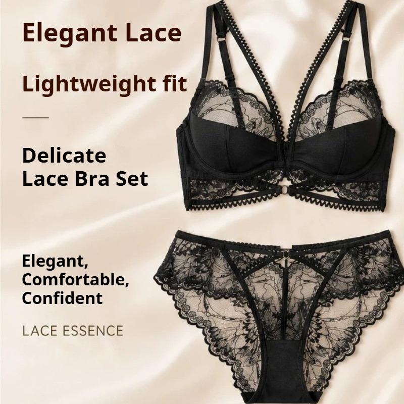 Set Lingerie Sexy Sottile in Pizzo Francese, Set Reggiseno Minimizer Anti-Caduta per Donne con Seno Abbondante