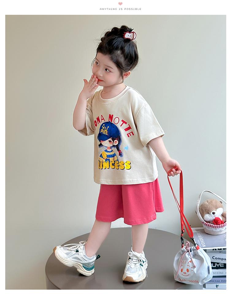 Girls' Summer Short Sleeved Set 2026 New Children's Summer Shorts Two Piece Set Baby Stylish Sportswear