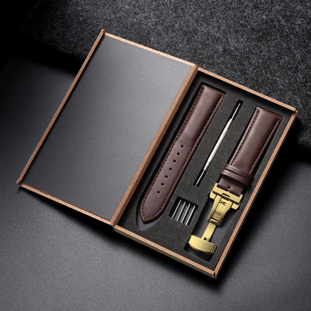 14mm 16mm 18mm 20mm 22mm 24mm Genuine Leather Watchband Watch Strap Butterfly Buckle for Men Women Business with Box Wrist Belt