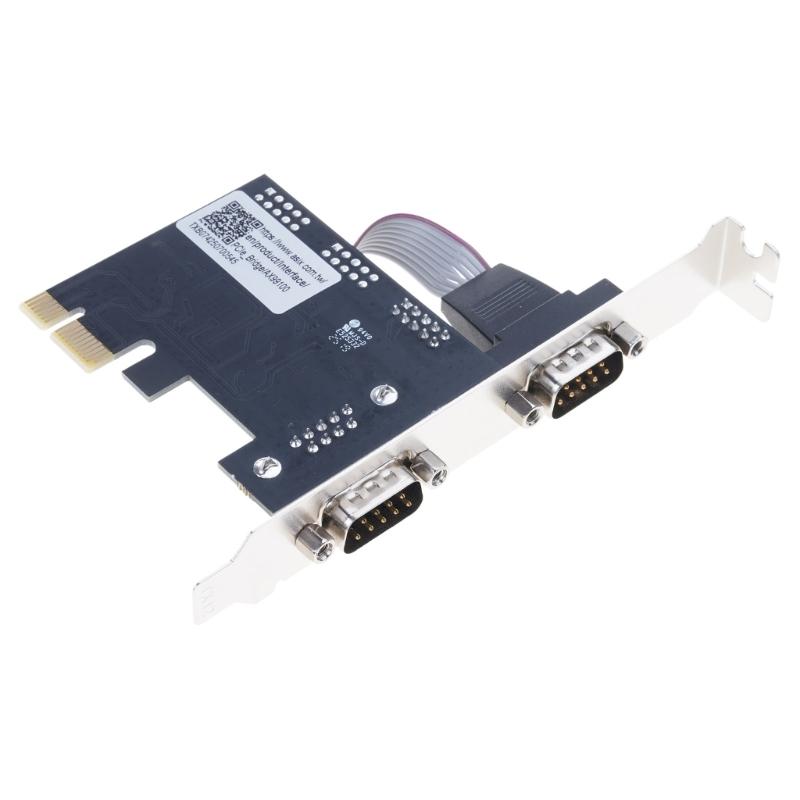 Double Port PCIExpress Serial Adapter Card RS232 COM Port Compatibles Multiple Operating Systems