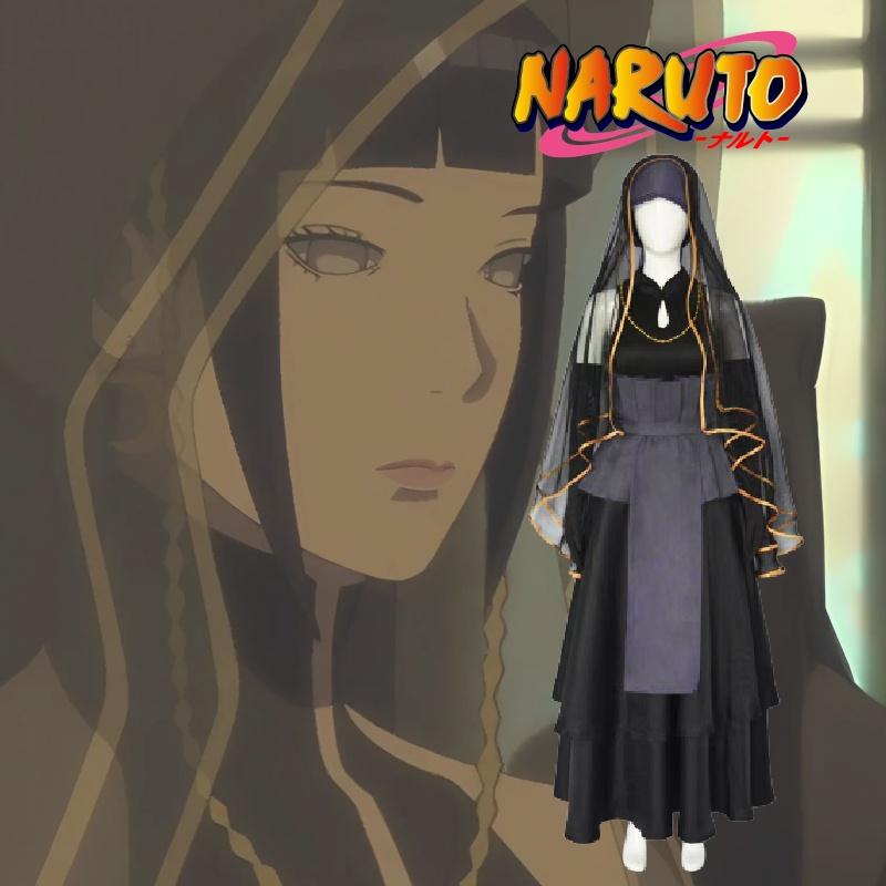 Hyuuga Anime Naruto Hinata Wedding Dress Set Veil Necklace Sleeve Cosplay Outfit