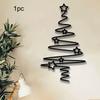 1/2pcs Elegant Black Metal Christmas Tree Wall Art with Star Ornaments - Non-Electric Holiday Decor for Indoor & Outdoor