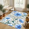 Blue Floral Elegance Theme Soft Crystal Velvet Rug Custom Name & Text Print Non Slip Floor Rug for Bedroom Living Room
