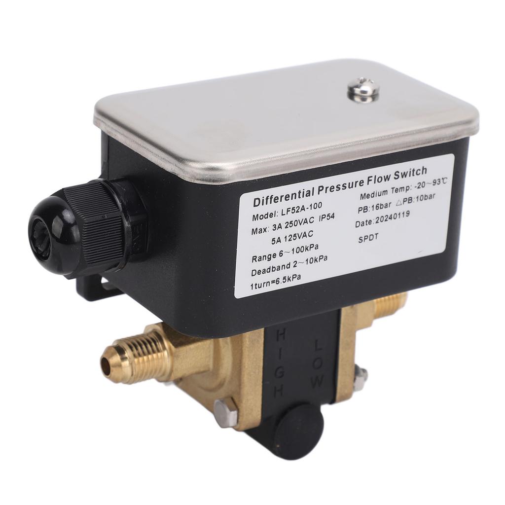Differential Pressure Flow Switch Stainless Steel Adjustable 2 Wire 6‑100kpa 125VAC 250VAC